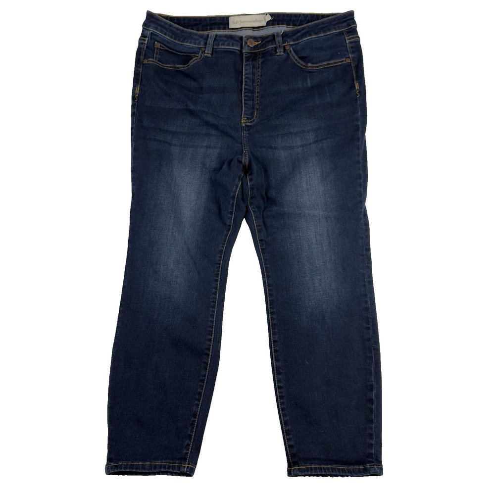 Soft Surroundings Crop‎ Jeans Womens 16 Petite (36x24) Tapered Stretch Dark Wash